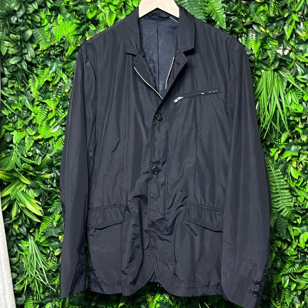 Matinique‎ Lab George Zip Blazer Mens 42 Blue Technical Nylon Hybrid Jacket 3826